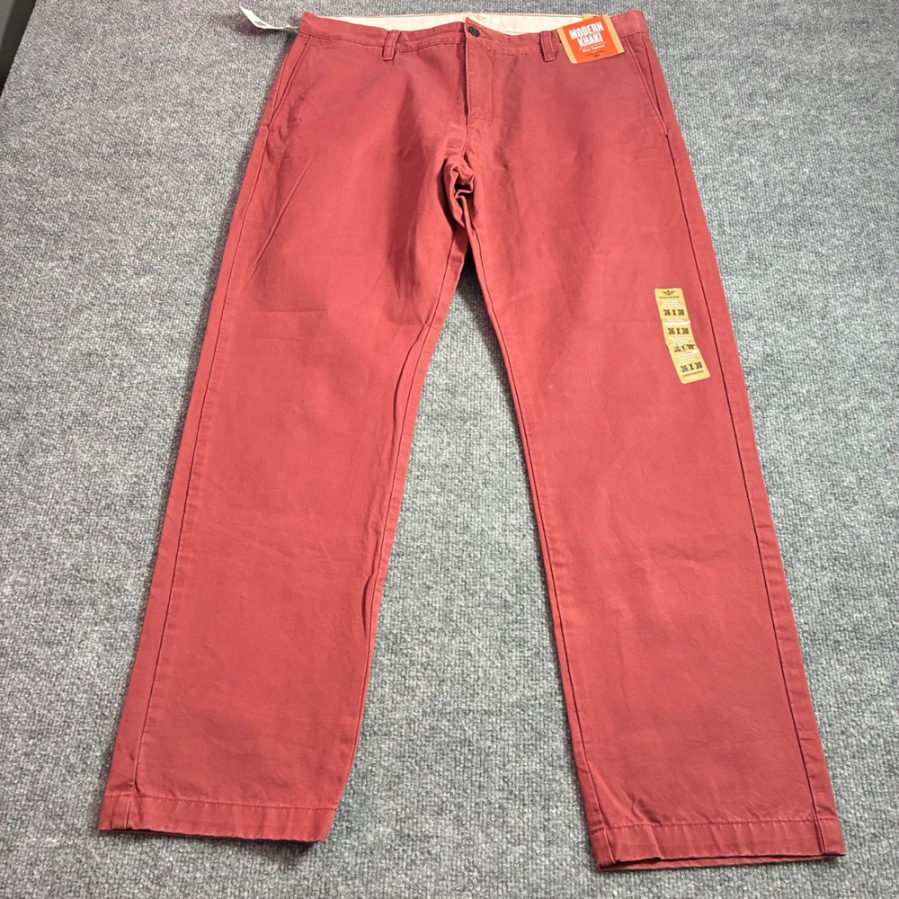 Dockers Modern Khaki Pants Mens 36x30 Red Slim Tapered Chino NEW